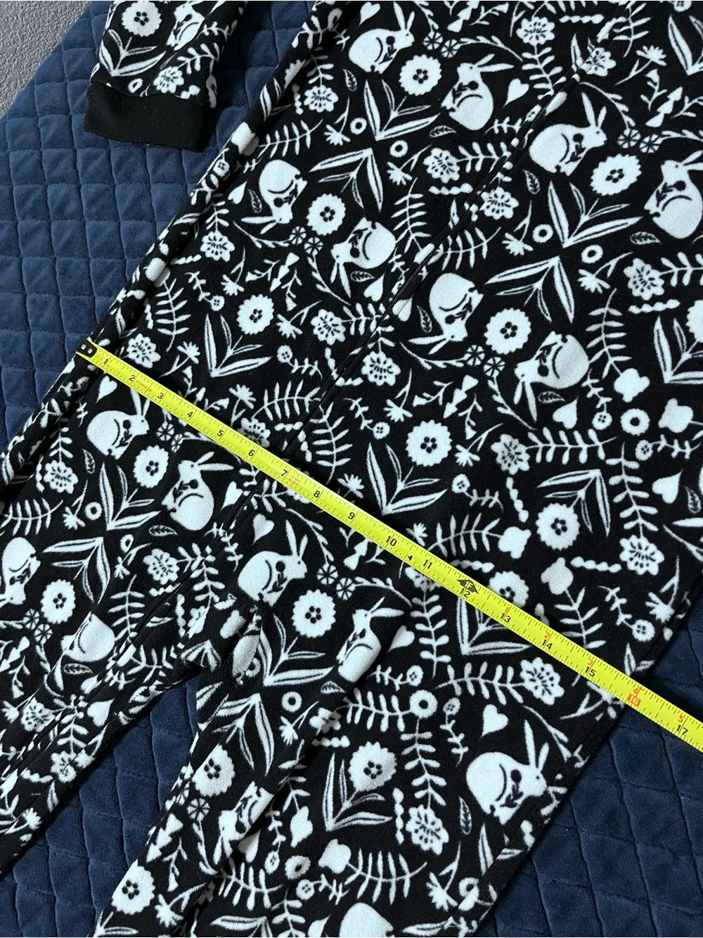 Carter's Black & White Floral Patterned Footed One-Piece Pajamas Front Zippper